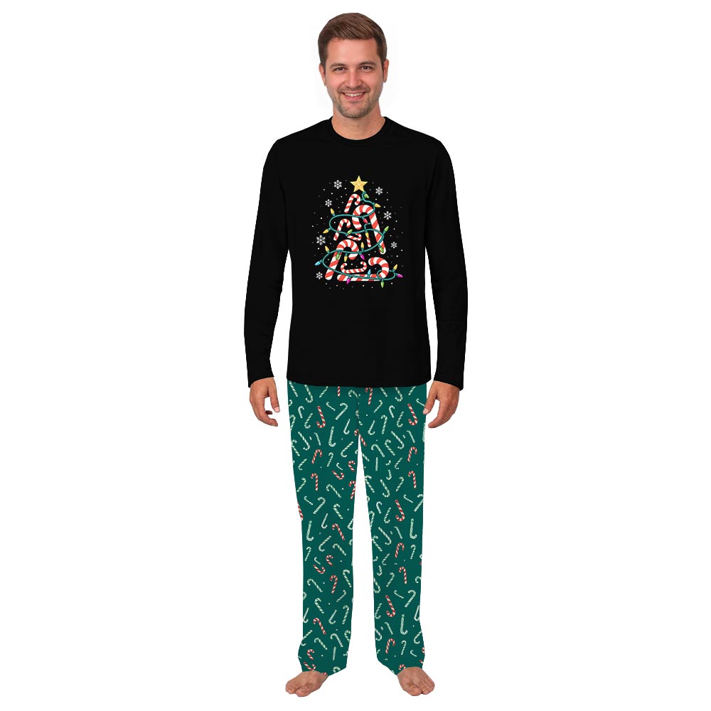 Christmas Candy Cane Tree Family Pajama Sets with Xmas Lights Christmas Candy Cane Tree Family Pajama Sets with Xmas Lights