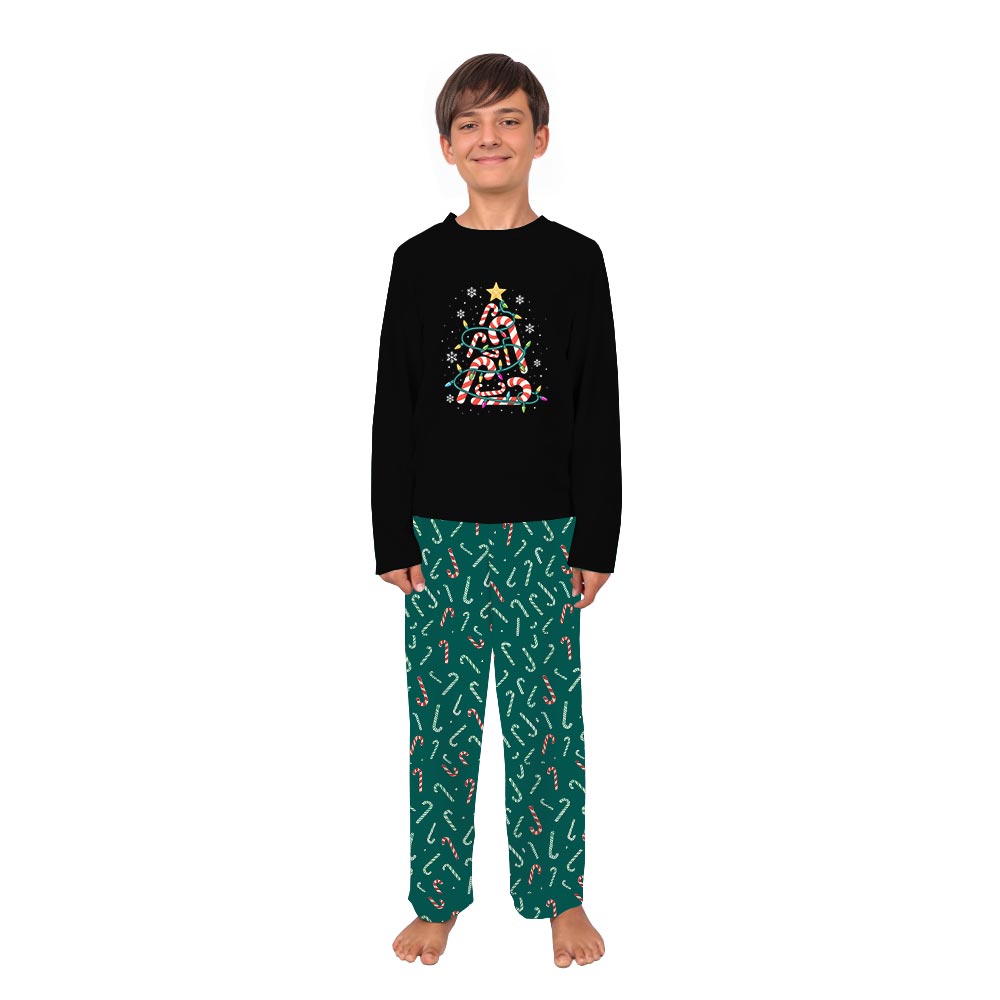 Christmas Candy Cane Tree Family Pajama Sets with Xmas Lights Christmas Candy Cane Tree Family Pajama Sets with Xmas Lights