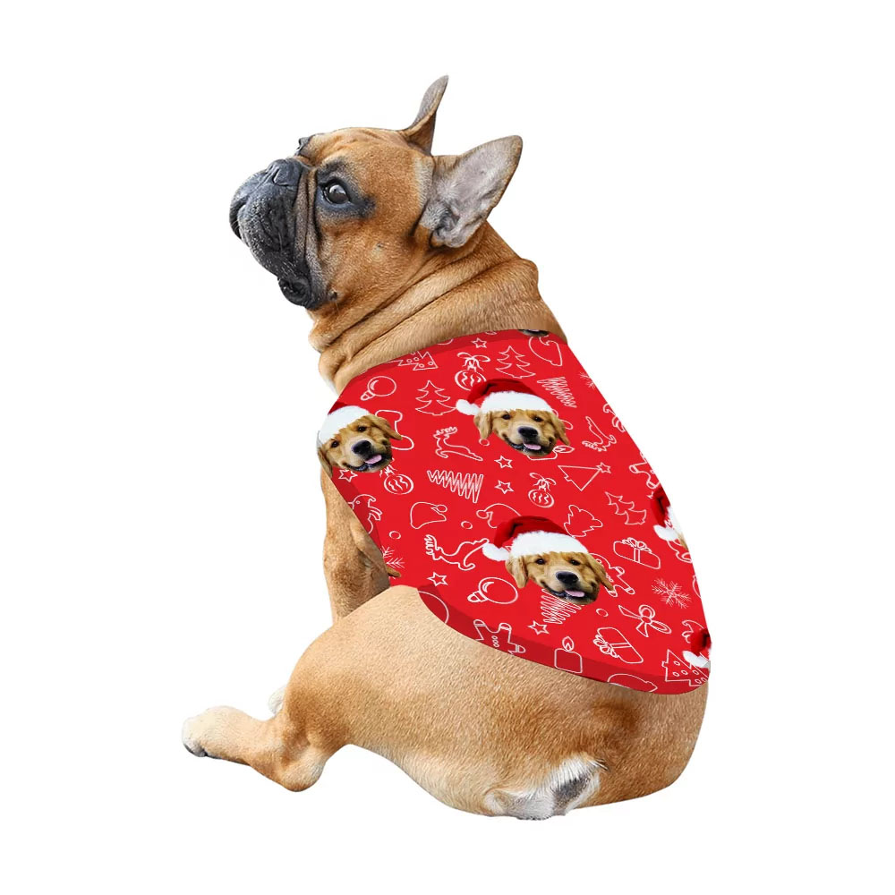 Custom Pet Photo Christmas Matching Family Pjs Red