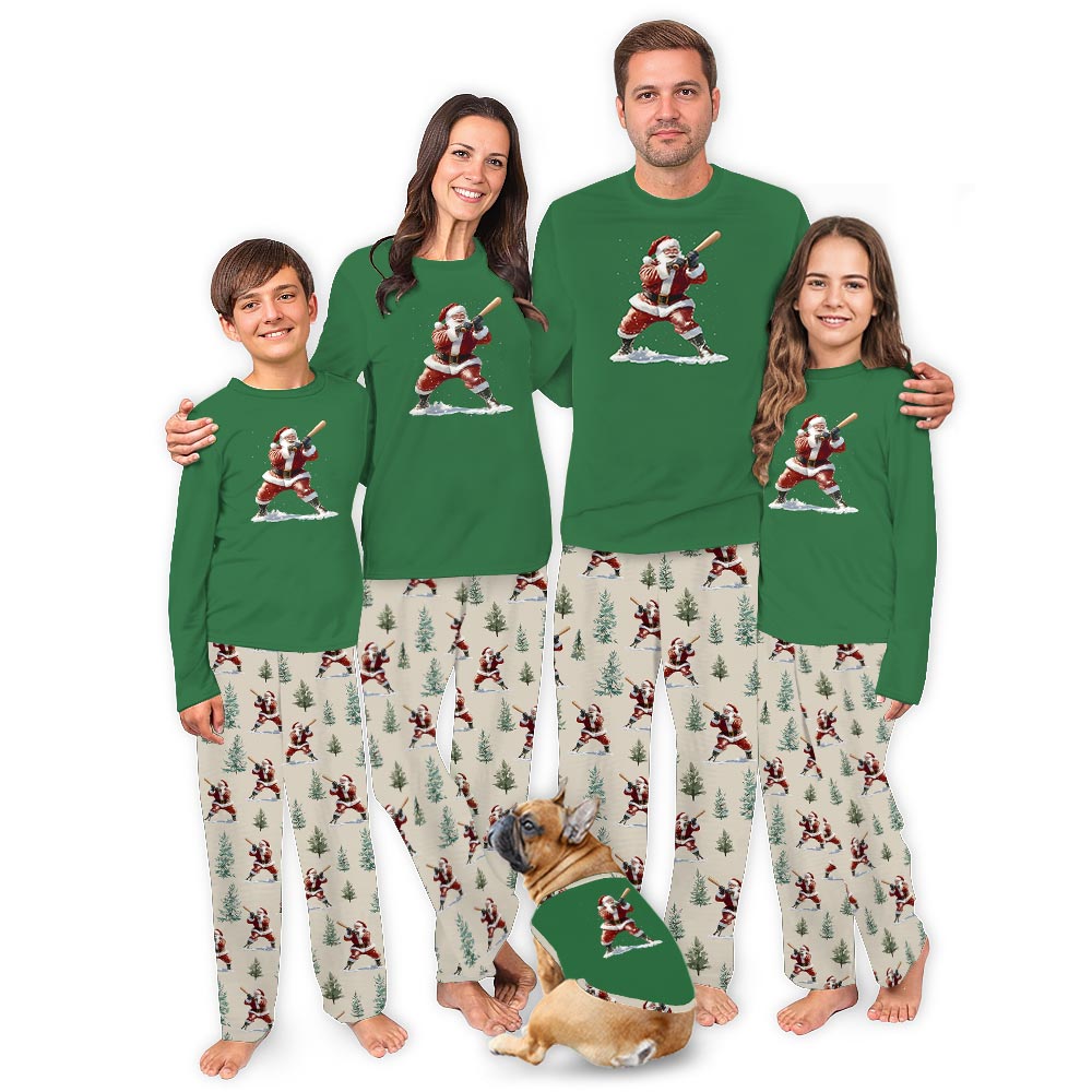 Baseball Santa Player Matching Dog And Owner Pajamas Christmas Baseball Santa Player Matching Dog And Owner Pajamas Christmas