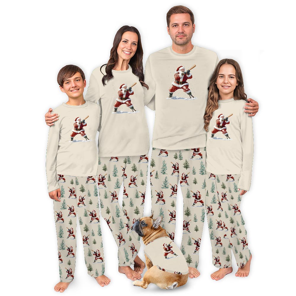 Baseball Santa Player Matching Dog And Owner Pajamas Christmas Baseball Santa Player Matching Dog And Owner Pajamas Christmas