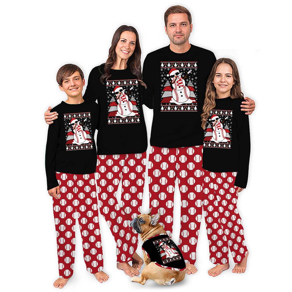 Dope Baseball Snowman Plus Size Christmas Family Pajamas Dope Baseball Snowman Plus Size Christmas Family Pajamas