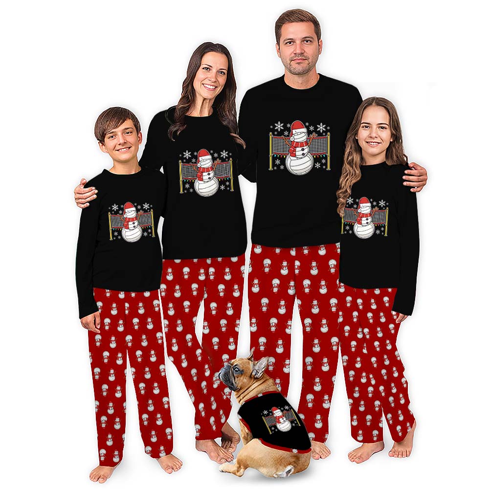 Volleyball Snowman Long Sleeve Matching Christmas Pajamas Volleyball Snowman Long Sleeve Matching Christmas Pajamas