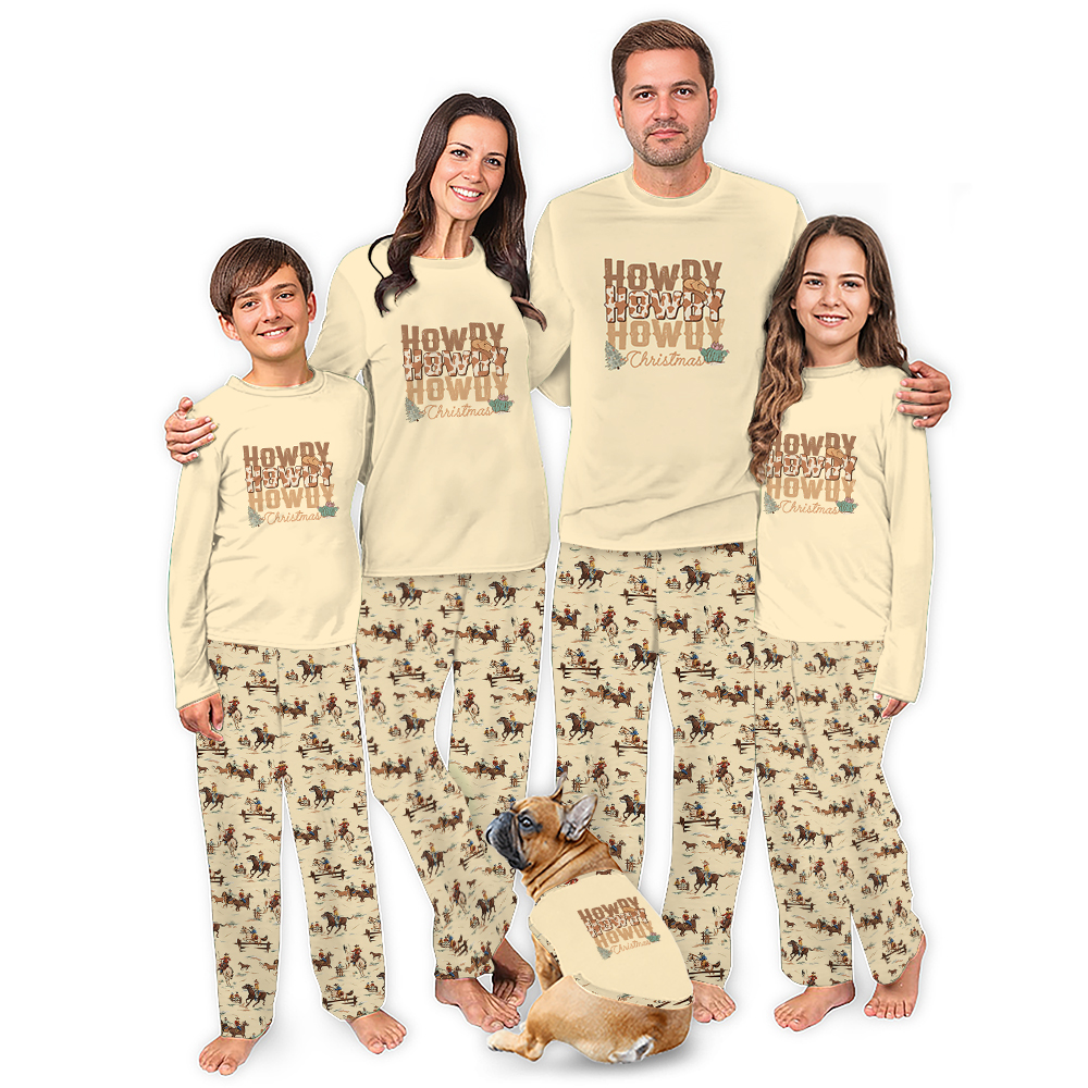 Howdy Christmas Western Family Matching Christmas Pajamas