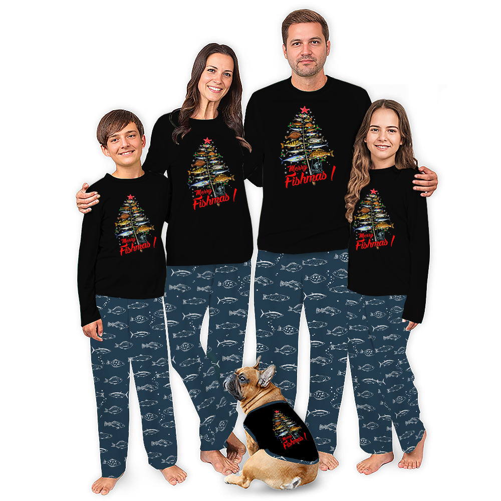 Merry Fishmas Xmas Tree Matching Family Jammies