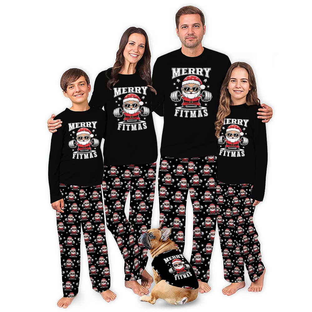 Merry Fitmas Santa Christmas Pajamas Family And Dog Merry Fitmas Santa Christmas Pajamas Family And Dog