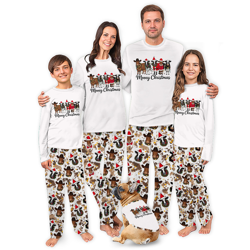 Funny Highland Cow Merry Christmas Matching Family Jammies