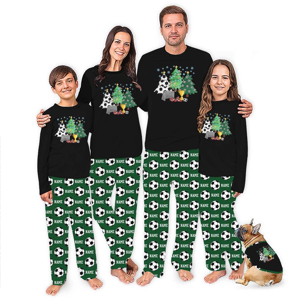 Soccer Christmas Tree Matching Family PJs With Custom Name And Preview Soccer Christmas Tree Matching Family PJs With Custom Name And Preview