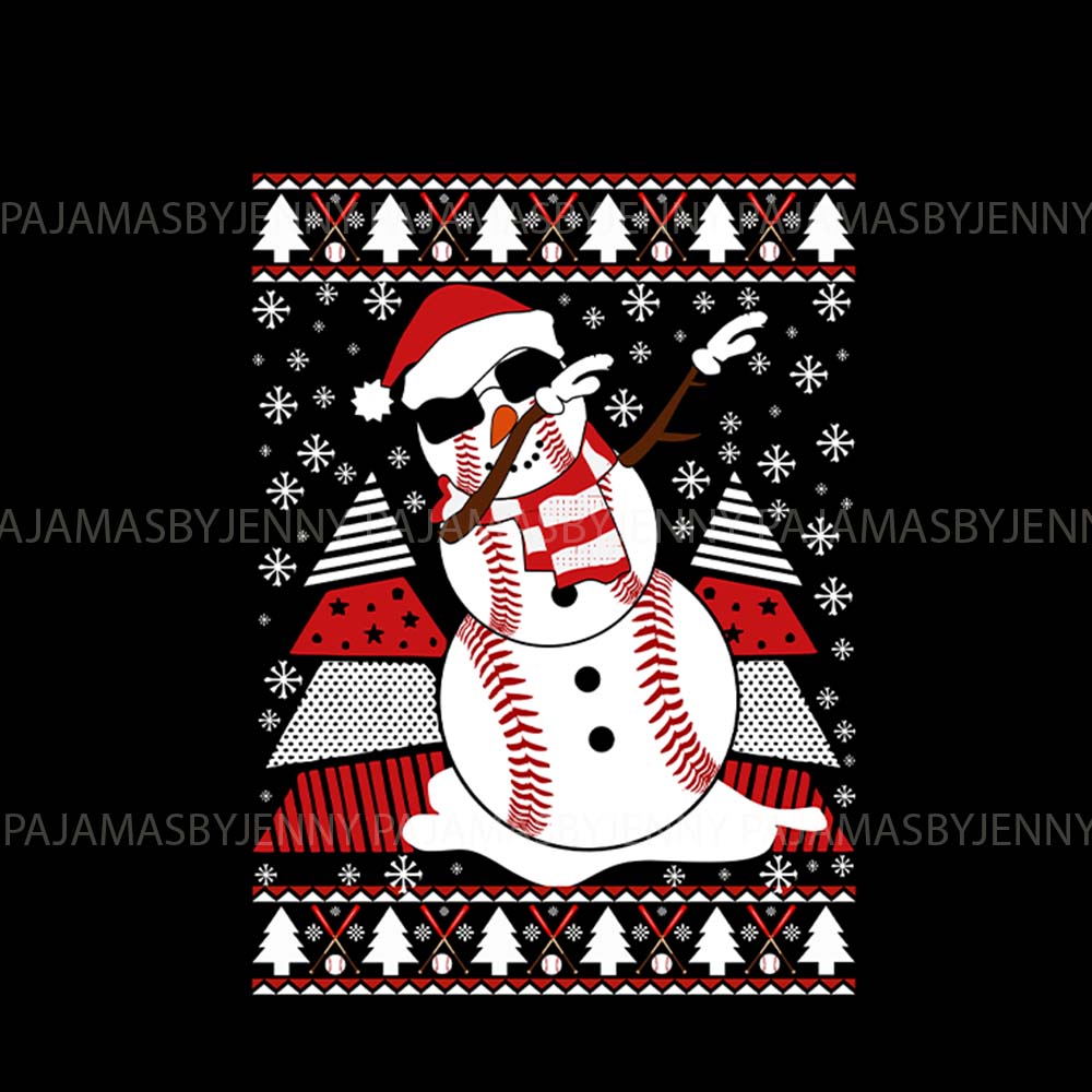 Dope Baseball Snowman Plus Size Christmas Family Pajamas Dope Baseball Snowman Plus Size Christmas Family Pajamas