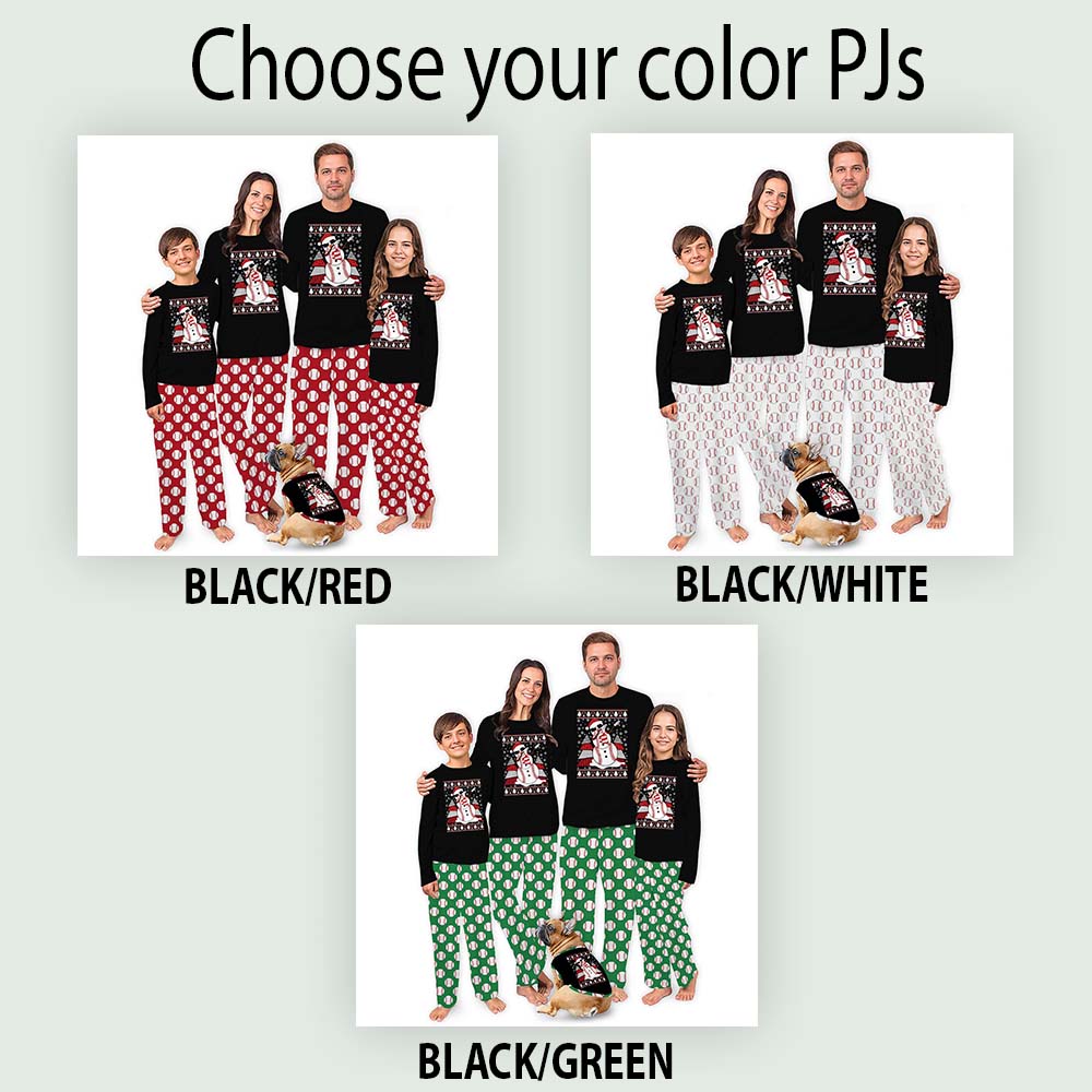 Dope Baseball Snowman Plus Size Christmas Family Pajamas Dope Baseball Snowman Plus Size Christmas Family Pajamas