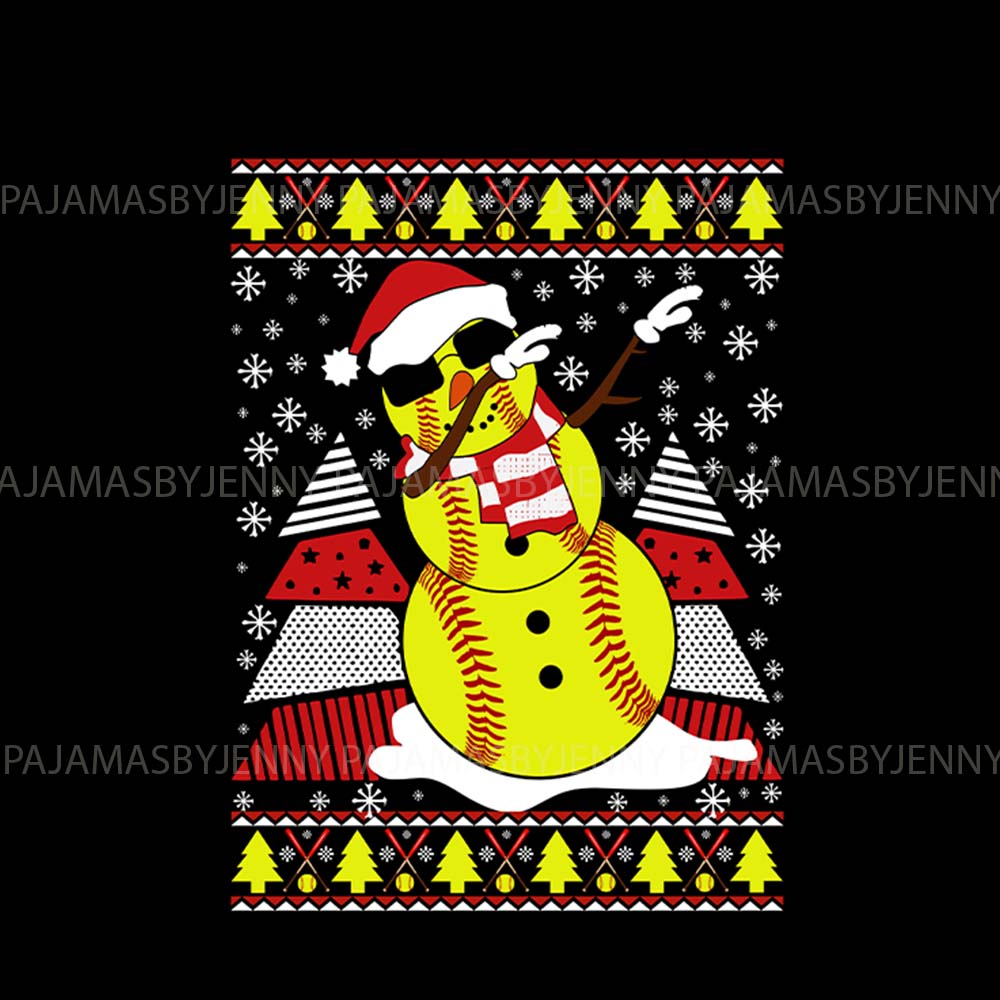 Dope Softball Snowman Matching Family Christmas Pajamas Dog