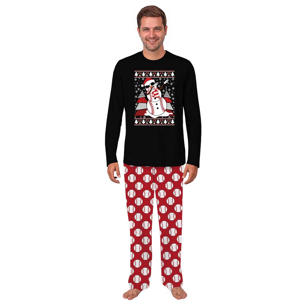 Dope Baseball Snowman Plus Size Christmas Family Pajamas Dope Baseball Snowman Plus Size Christmas Family Pajamas