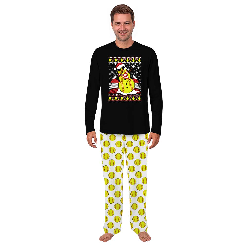 Dope Softball Snowman Matching Family Christmas Pajamas Dog