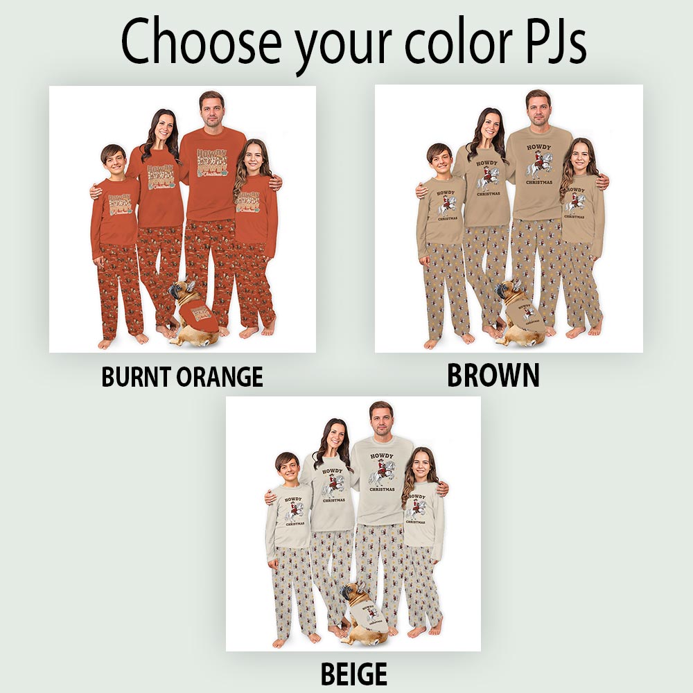 Santa Cowboy Howdy Christmas Matching Family Pajamas Western