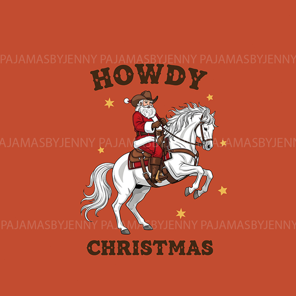 Santa Cowboy Howdy Christmas Matching Family Pajamas Western