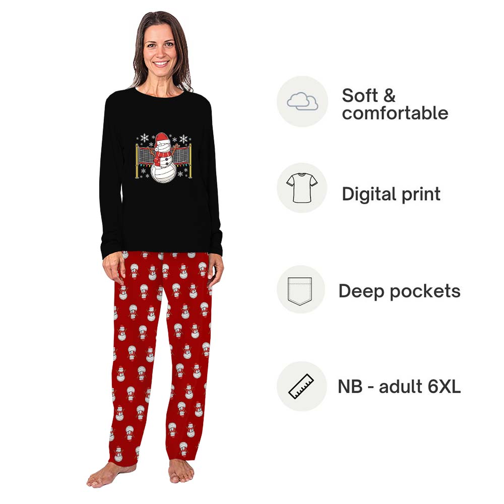 Volleyball Snowman Long Sleeve Matching Christmas Pajamas Volleyball Snowman Long Sleeve Matching Christmas Pajamas