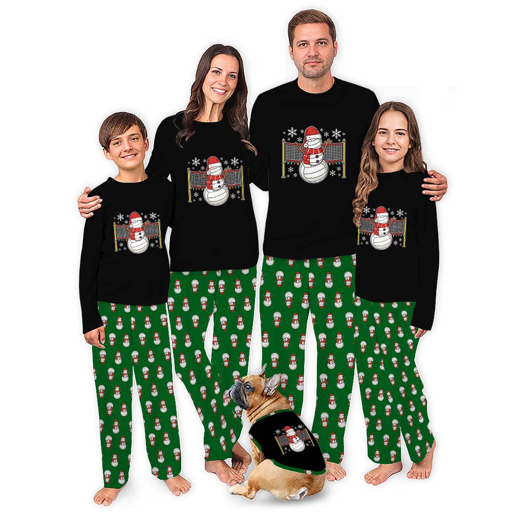 Volleyball Snowman Long Sleeve Matching Christmas Pajamas Volleyball Snowman Long Sleeve Matching Christmas Pajamas