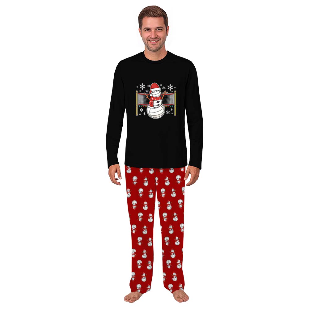 Volleyball Snowman Long Sleeve Matching Christmas Pajamas Volleyball Snowman Long Sleeve Matching Christmas Pajamas