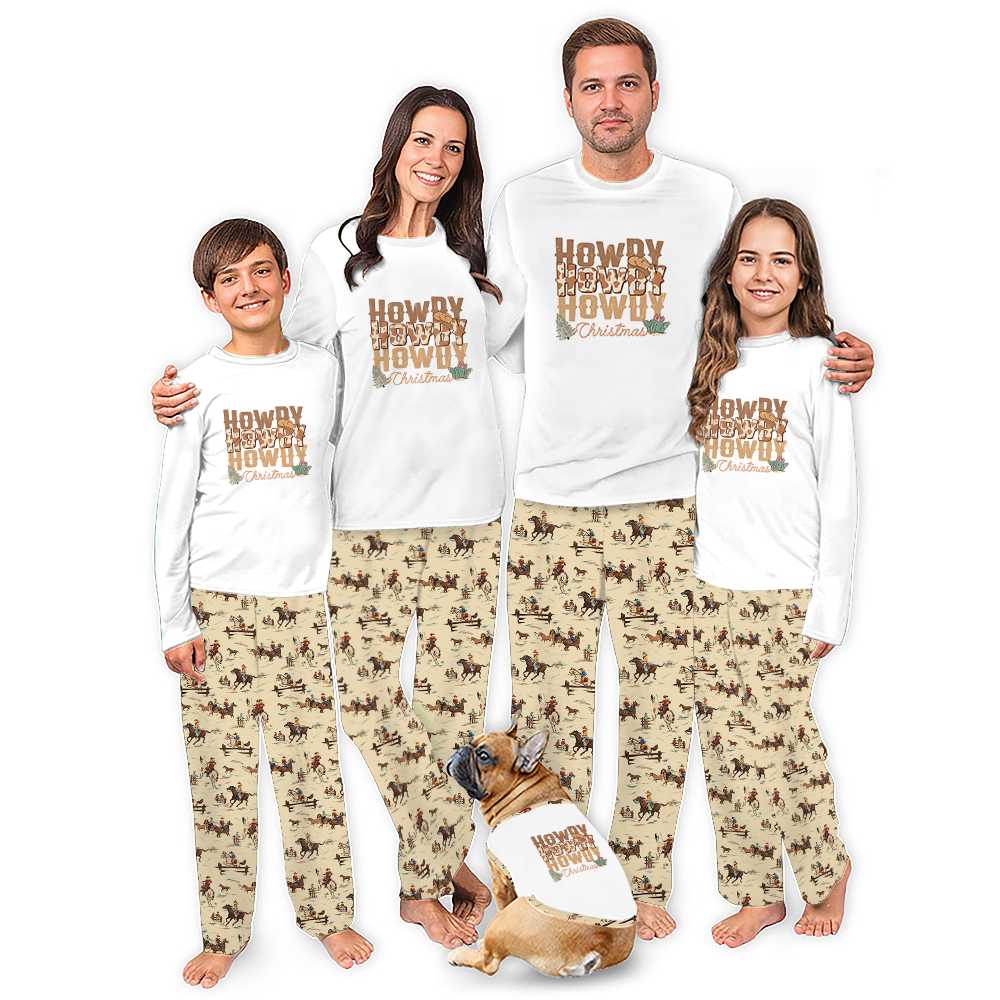 Howdy Christmas Western Family Matching Christmas Pajamas