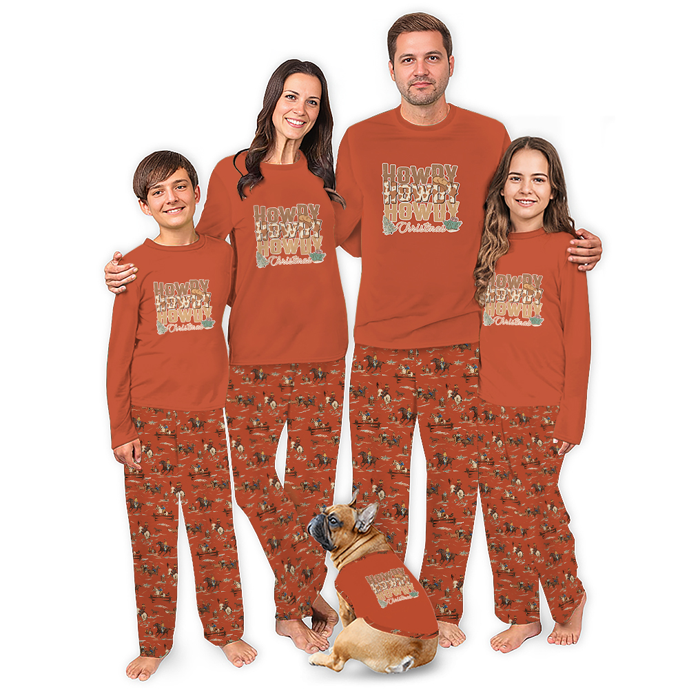 Howdy Christmas Western Family Matching Christmas Pajamas