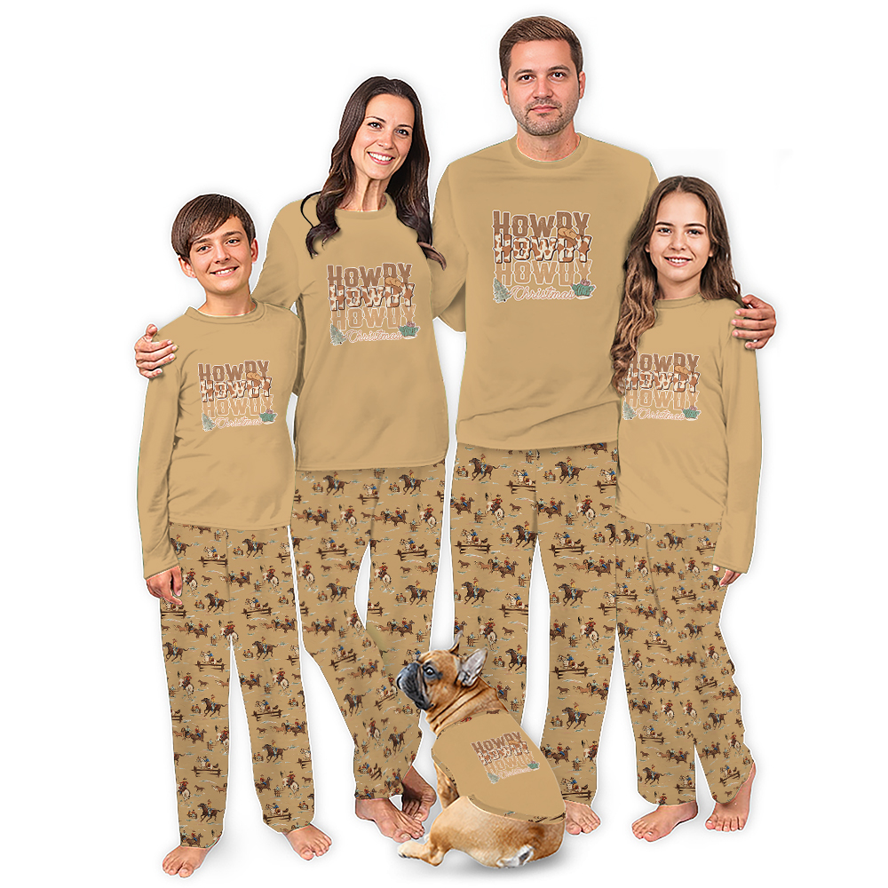 Howdy Christmas Western Family Matching Christmas Pajamas