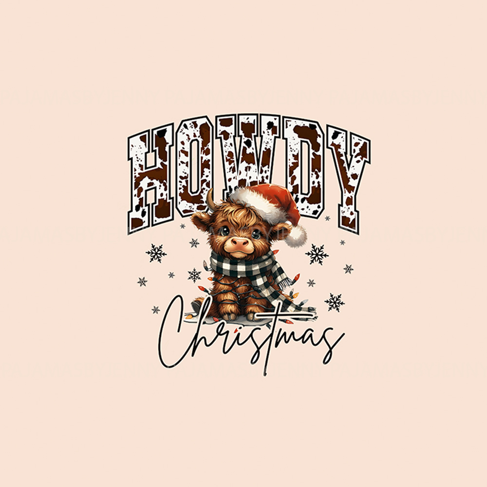 Highland Cow Howdy Christmas Matching Family Jammies