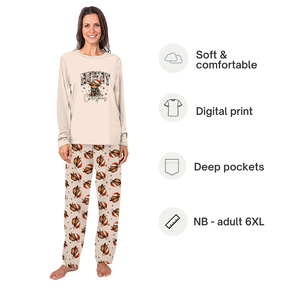 Highland Cow Howdy Christmas Matching Family Jammies