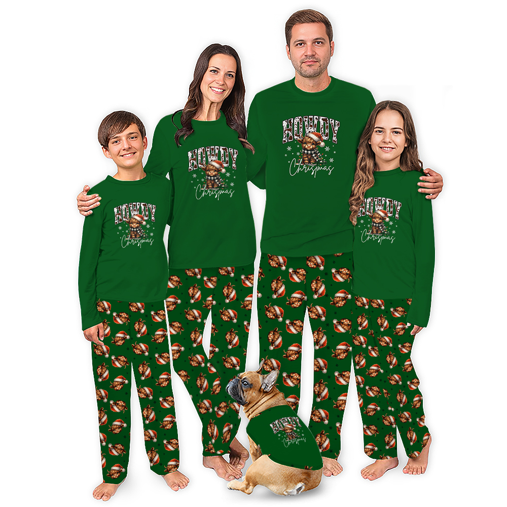 Highland Cow Howdy Christmas Matching Family Jammies
