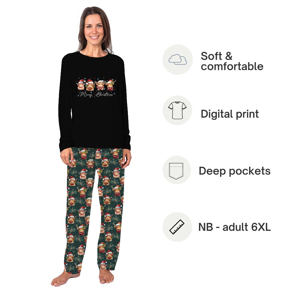 Merry Christmas Cute Cows Wearing Santa Hats Family Pajamas