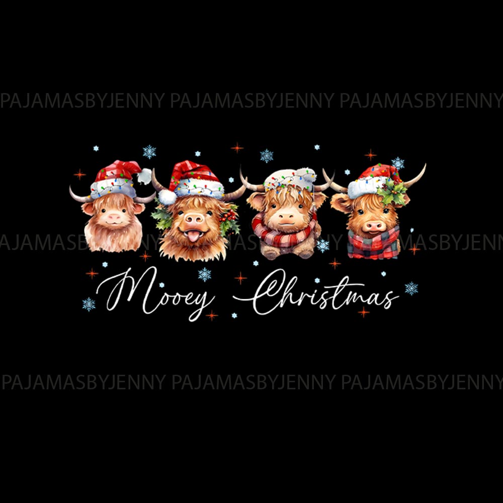 Merry Christmas Cute Cows Wearing Santa Hats Family Pajamas