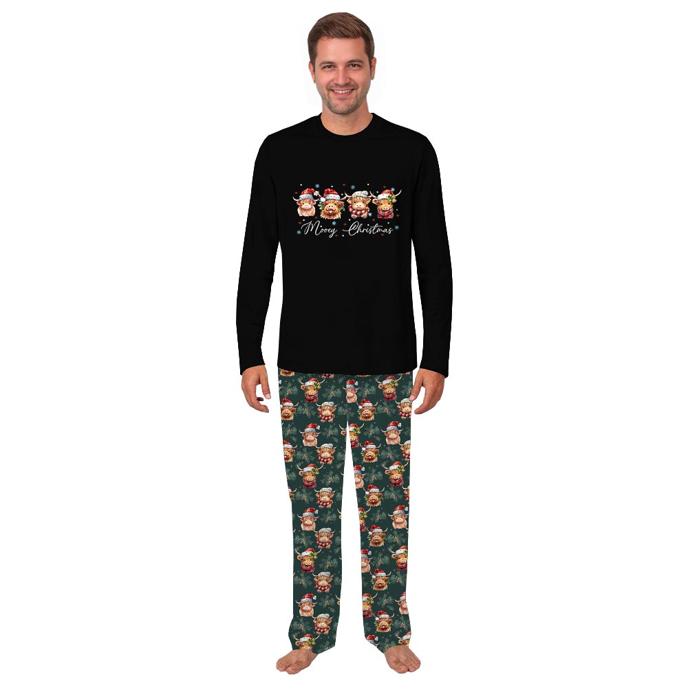 Merry Christmas Cute Cows Wearing Santa Hats Family Pajamas