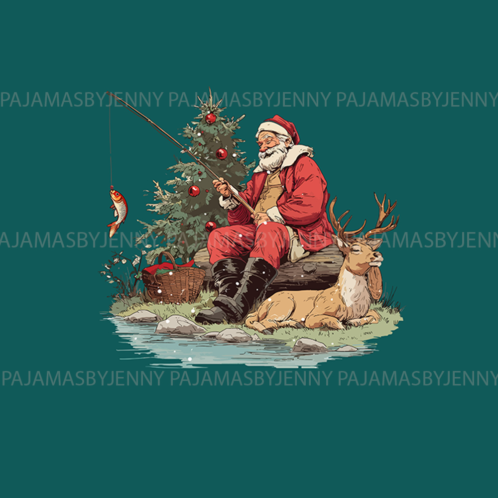 Santa Fisher Matching Christmas Pajamas For Family And Dog