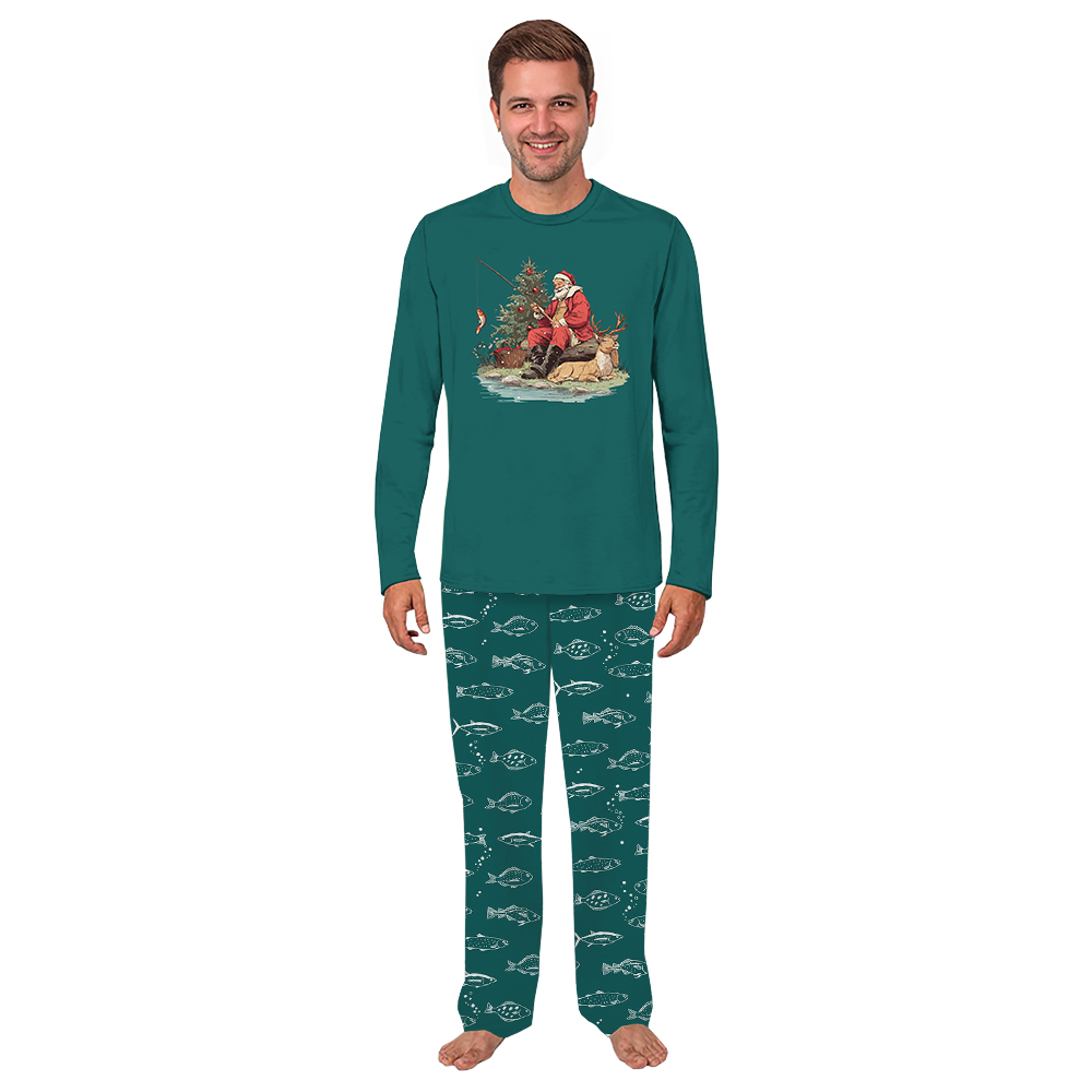 Santa Fisher Matching Christmas Pajamas For Family And Dog