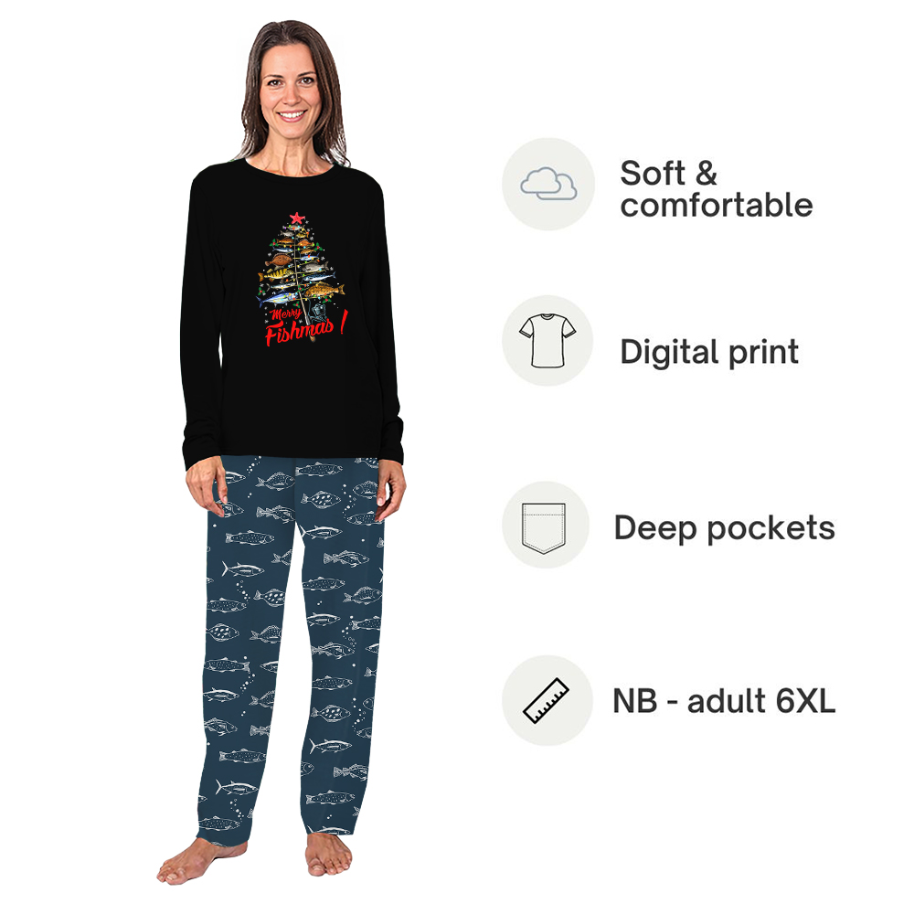 Merry Fishmas Xmas Tree Matching Family Jammies