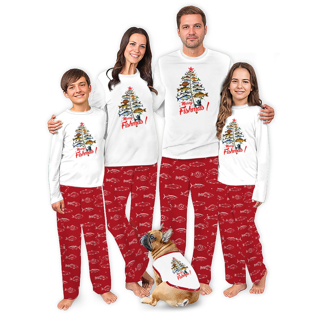 Merry Fishmas Xmas Tree Matching Family Jammies