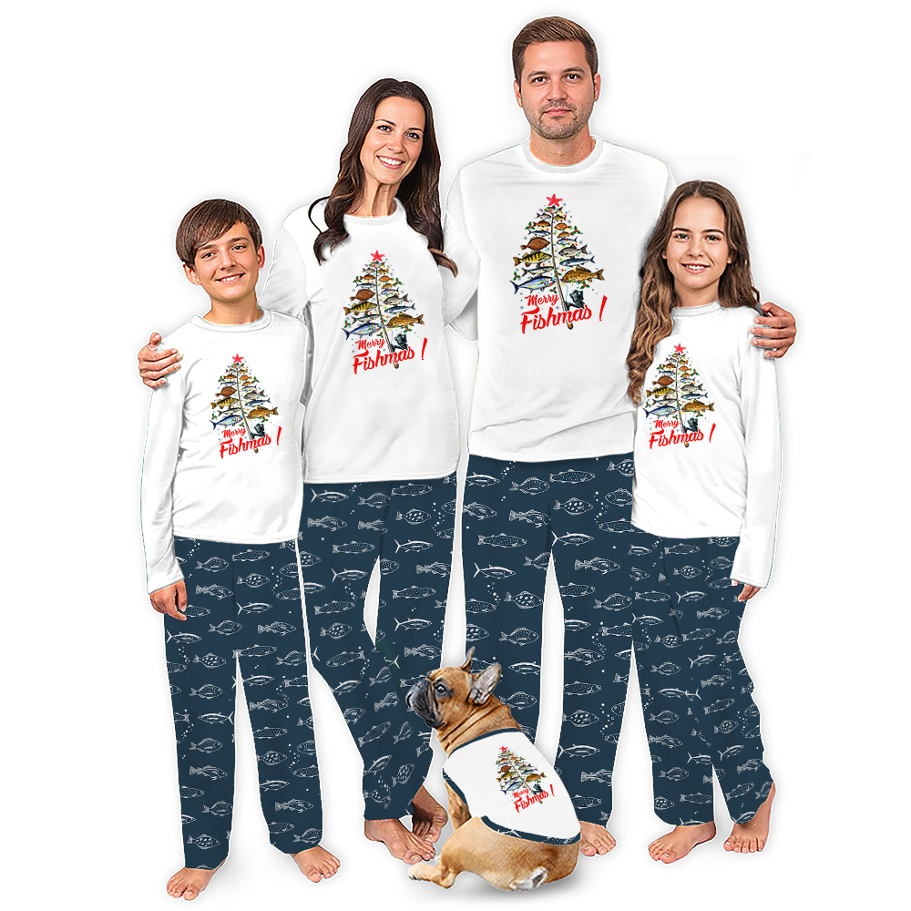 Merry Fishmas Xmas Tree Matching Family Jammies