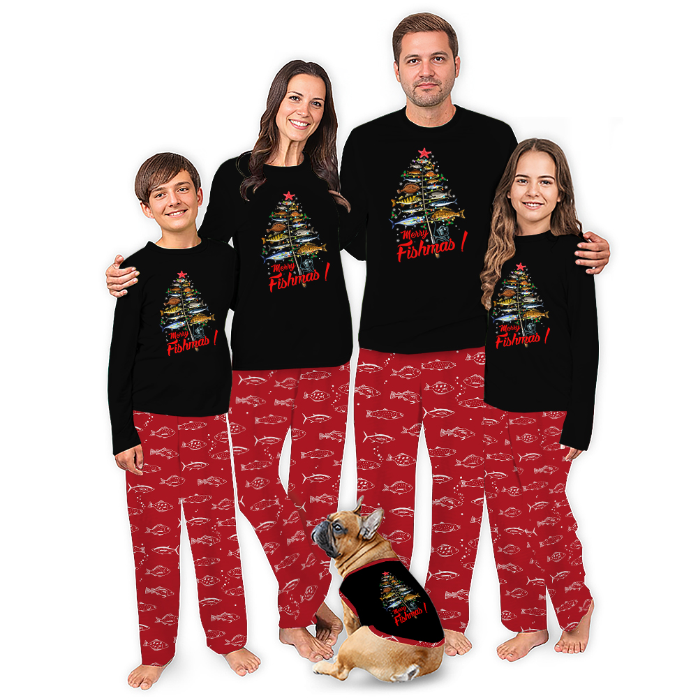 Merry Fishmas Xmas Tree Matching Family Jammies