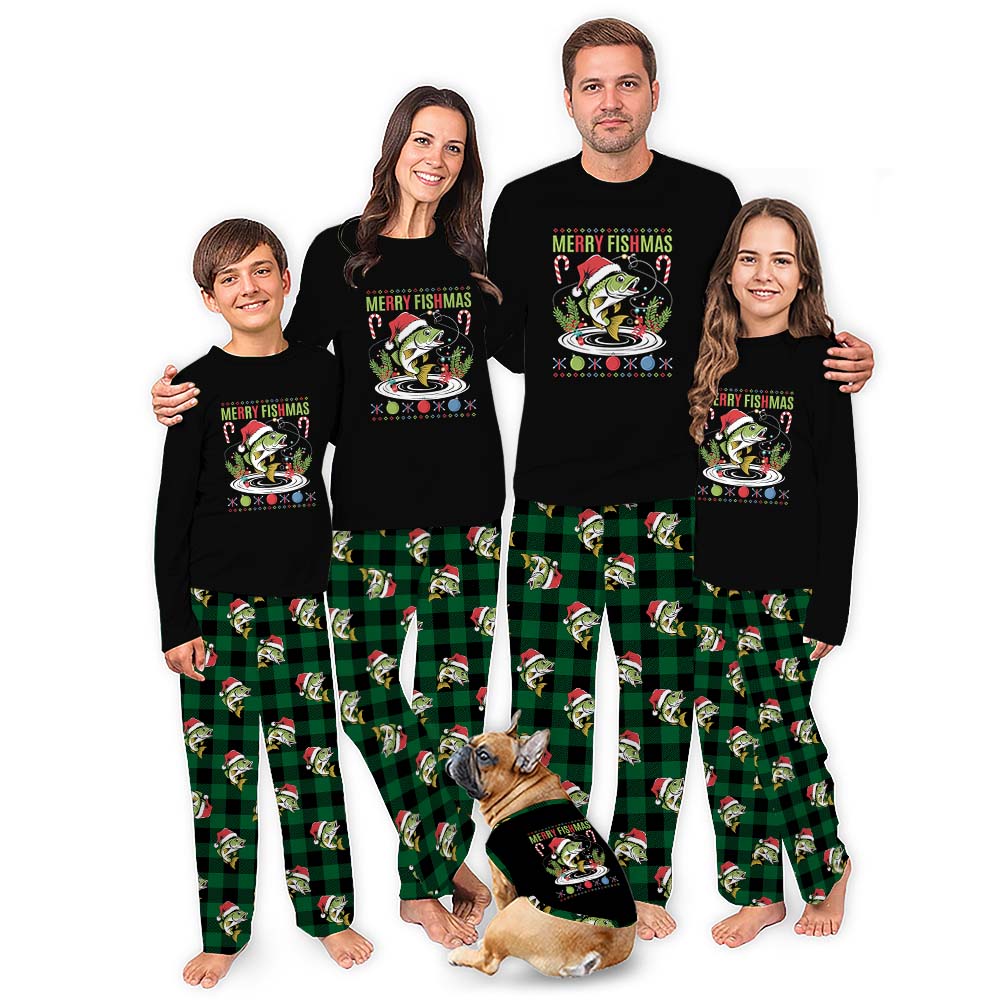 Merry Fishmas Unique Family Christmas Pajamas With Plus Size