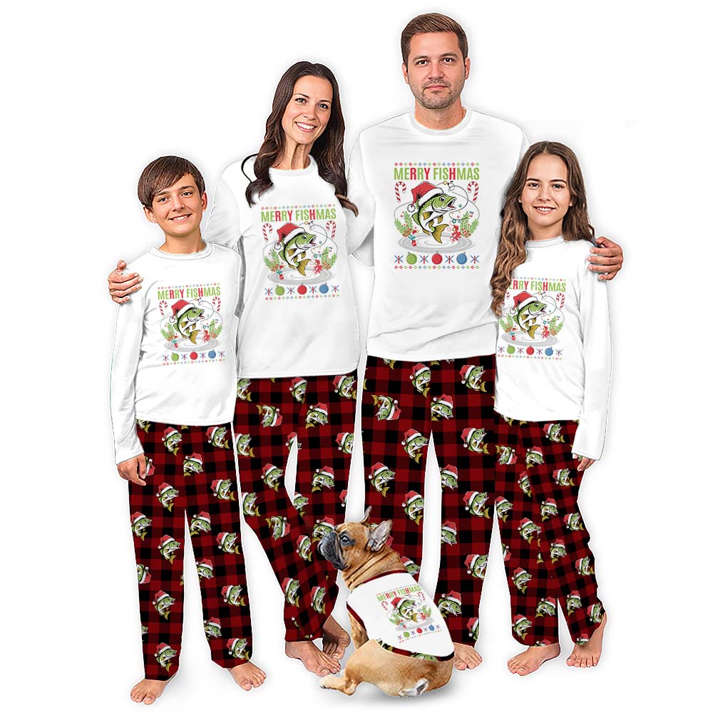 Merry Fishmas Unique Family Christmas Pajamas With Plus Size