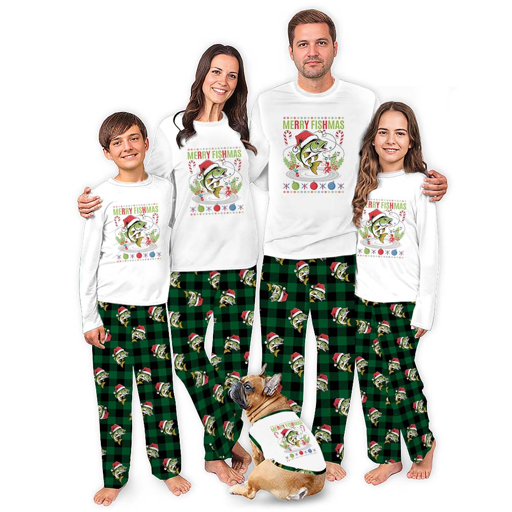 Merry Fishmas Unique Family Christmas Pajamas With Plus Size