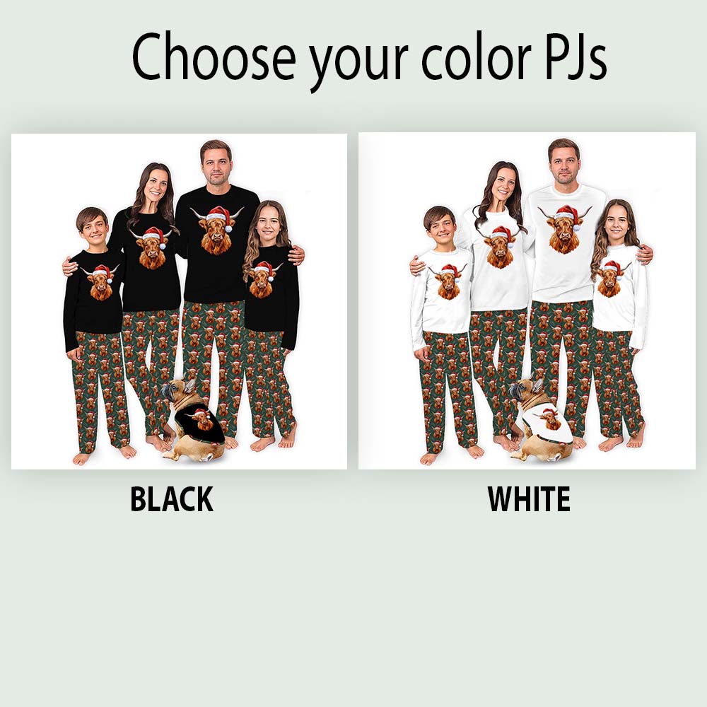 Highland Cow Christmas Pajamas For Family Plus Size Highland Cow Christmas Pajamas For Family Plus Size