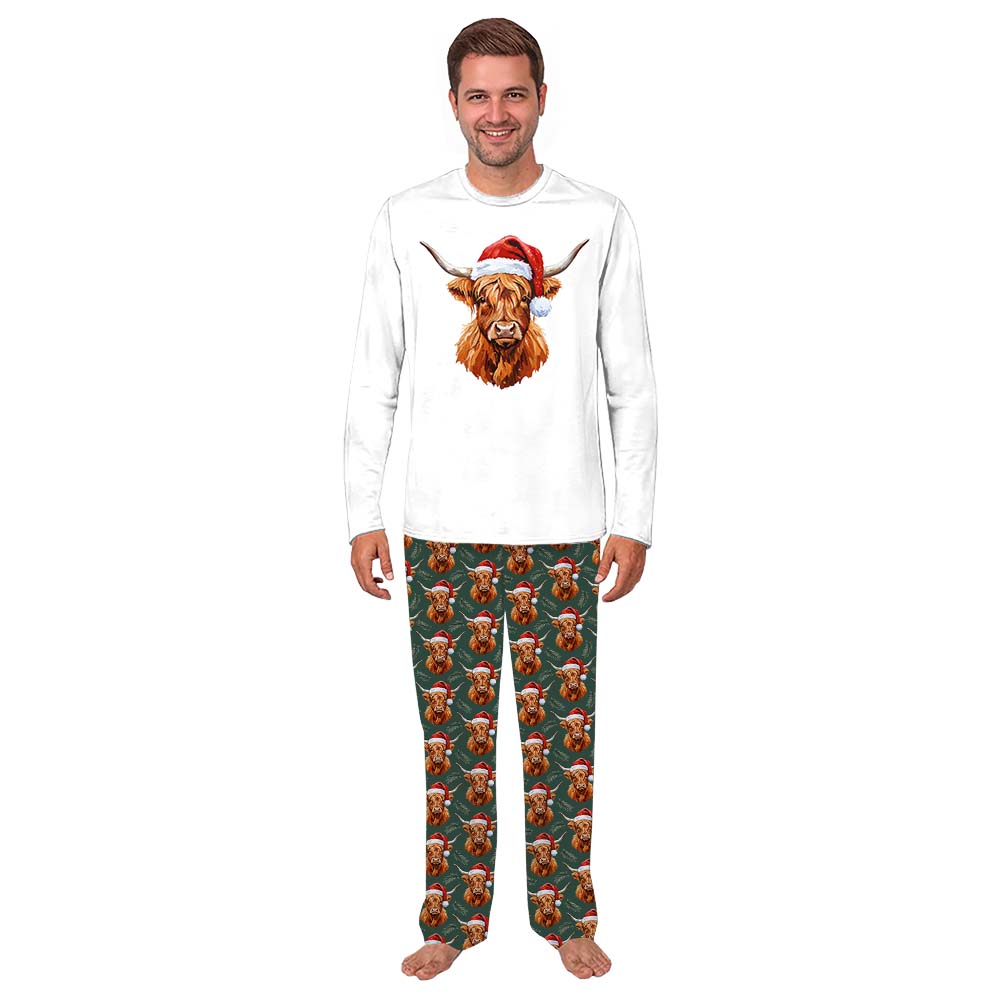 Highland Cow Christmas Pajamas For Family Plus Size Highland Cow Christmas Pajamas For Family Plus Size