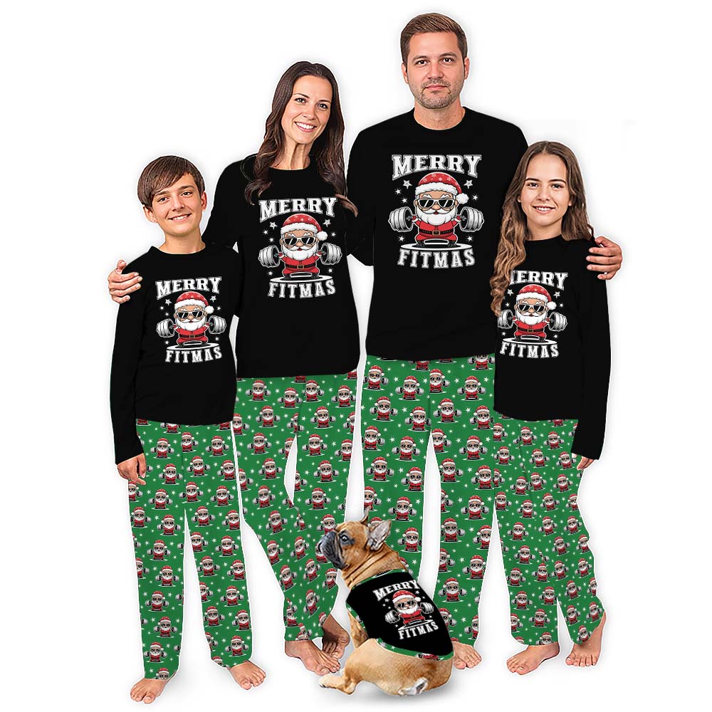 Merry Fitmas Santa Christmas Pajamas Family And Dog Merry Fitmas Santa Christmas Pajamas Family And Dog