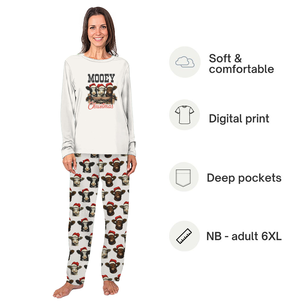 Highland Cow Mooey Christmas Cute Matching Pajama Sets Highland Cow Mooey Christmas Cute Matching Pajama Sets