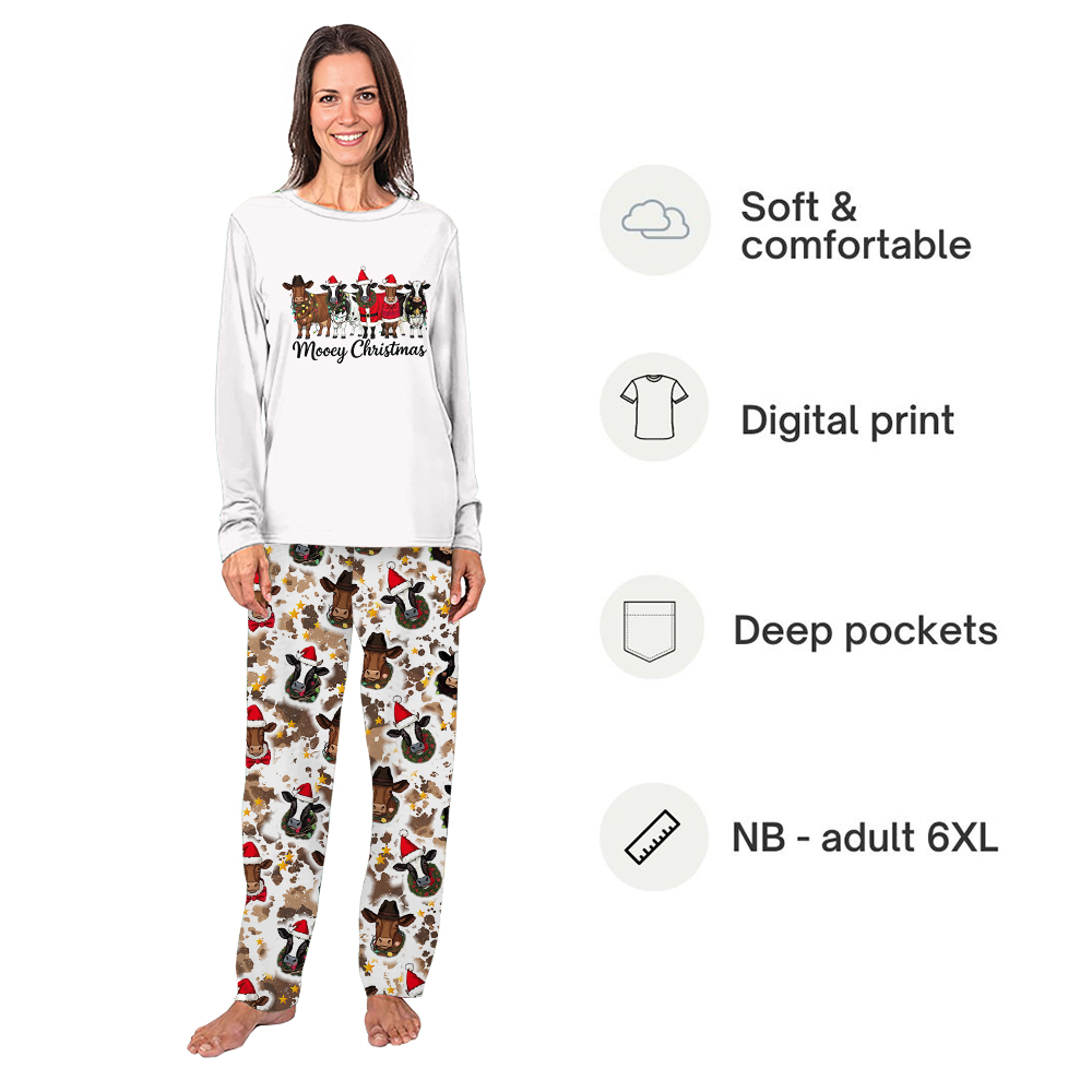 Funny Highland Cow Merry Christmas Matching Family Jammies