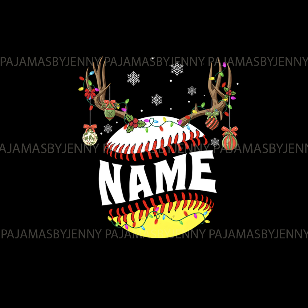 Custom Name Baseball And Softball Family Dog Christmas Pajamas
