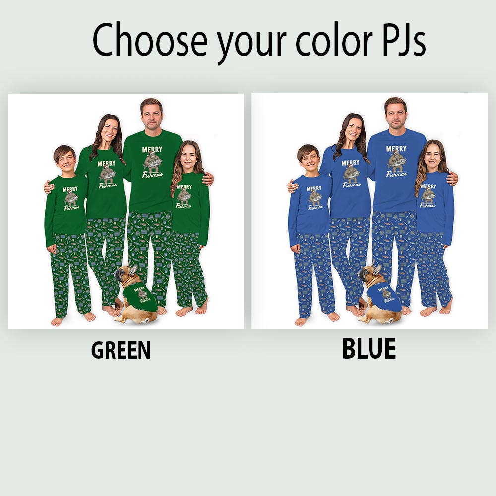 Merry Fishmas With Bigfoot Christmas Pajamas Matching Family Merry Fishmas With Bigfoot Christmas Pajamas Matching Family