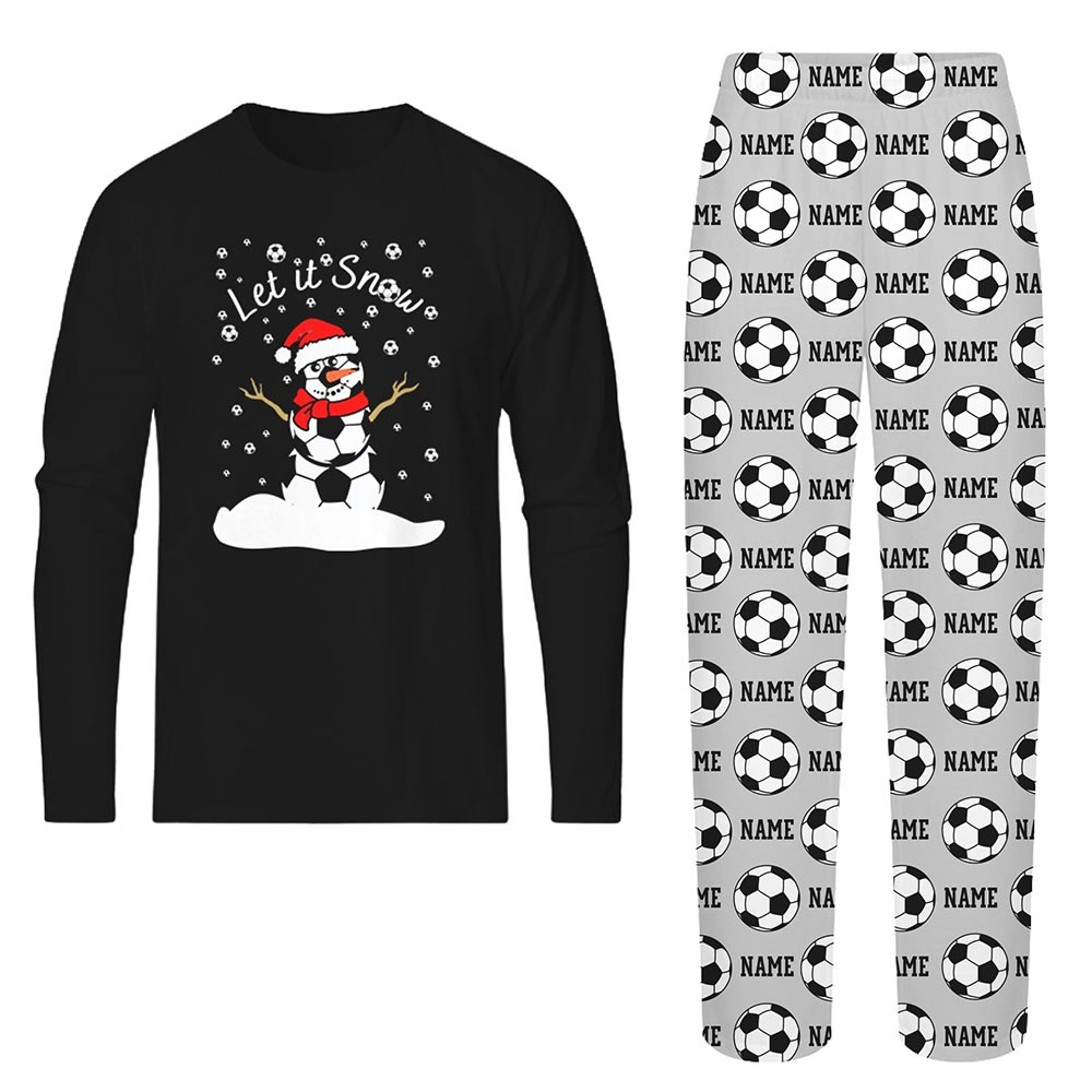 Let It Snow Soccer Christmas Pajamas With Custom Name And Preview Let It Snow Soccer Christmas Pajamas With Custom Name And Preview