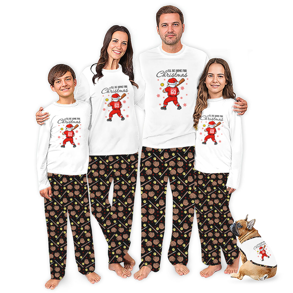 Personalized Softball Black Santa Christmas Pajamas With Instant Preview Personalized Softball Black Santa Christmas Pajamas With Instant Preview
