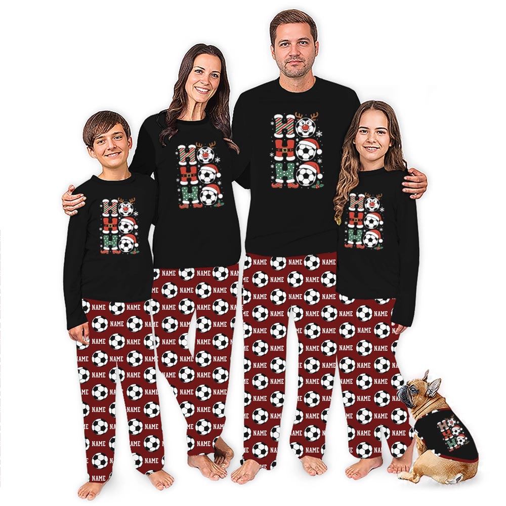 Ho Ho Ho Soccer Christmas Pajamas With Personalized Name